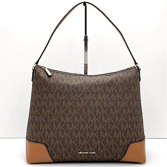 Mudd Handbags - MICHAEL KORS CROSBY LARGE SHOULDER BAG BROWN SIGNT